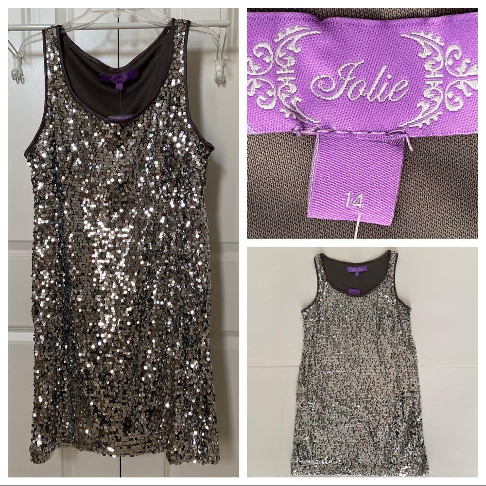 Jolie Size 14 Sequin Dress, Silver/Grey